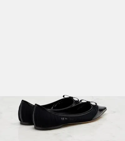 Jimmy Choo Love Leather-trimmed Mesh Ballet Flats In Black