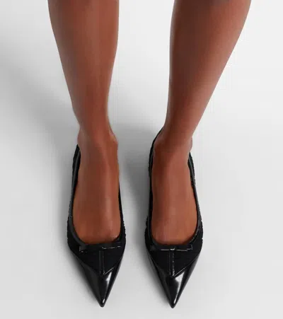 Jimmy Choo Love Leather-trimmed Mesh Ballet Flats In Black