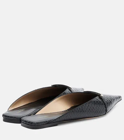 Tom Ford Julianne Patent Python-printed Mules In Black