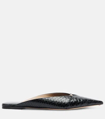 Tom Ford Julianne Patent Python-printed Mules In Black