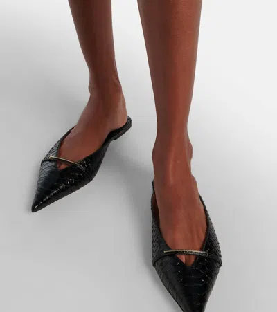 Tom Ford Julianne Patent Python-printed Mules In Black