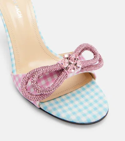 Mach&mach Double Bow 85 Gingham Mules In Pink