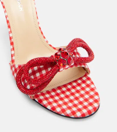 Mach&mach Double Bow 85 Gingham Mules In Red