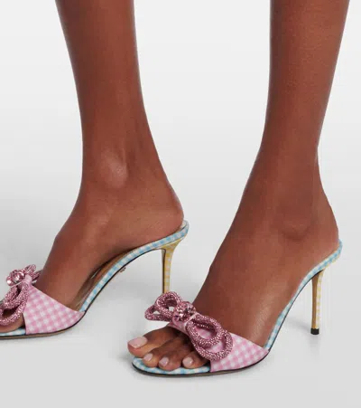 Mach&mach Double Bow 85 Gingham Mules In Pink