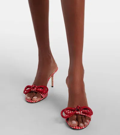 Mach&mach Double Bow 85 Gingham Mules In Red