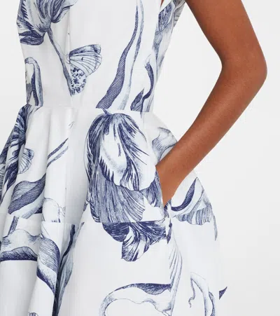 Erdem Pleated Floral-print Cotton-poplin Mini Dress In Multi