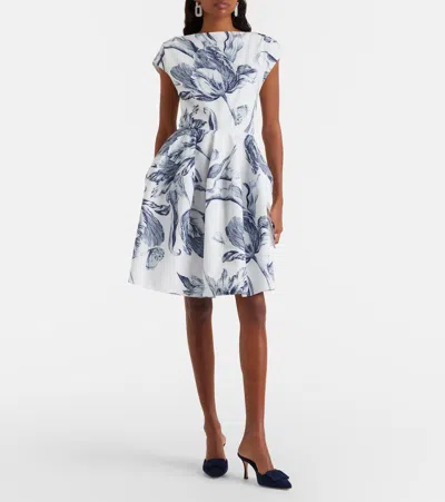 Erdem Pleated Floral-print Cotton-poplin Mini Dress In Multi