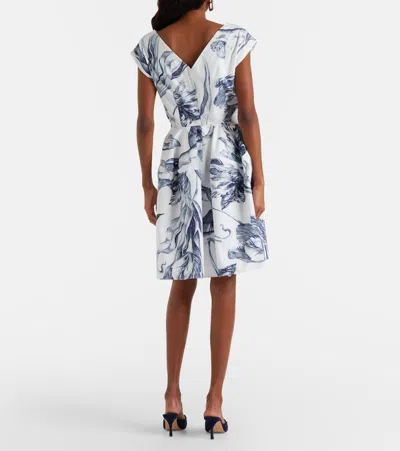 Erdem Pleated Floral-print Cotton-poplin Mini Dress In Multi