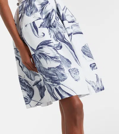 Erdem Pleated Floral-print Cotton-poplin Mini Dress In Multi
