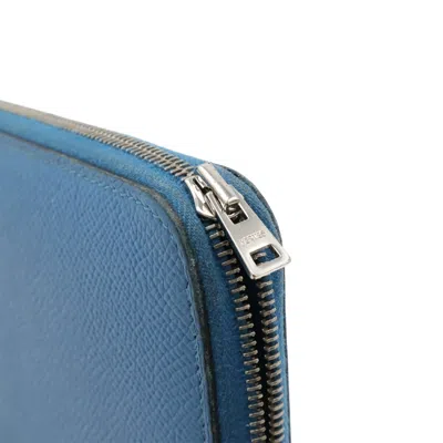 Pre-owned Hermes Silk'in Blue Epsom Leather Silk Long Wallet (bi-fold) ()