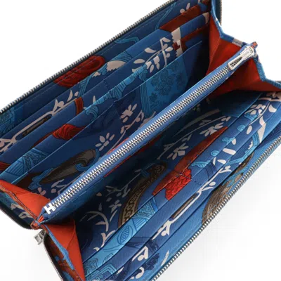 Pre-owned Hermes Silk'in Blue Epsom Leather Silk Long Wallet (bi-fold) ()