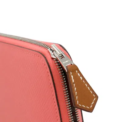 Pre-owned Hermes Silk'in Rose Azalee Epsom Leather Silk Long Wallet (bi-fold) () In Pink