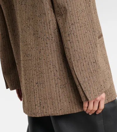 Rohe Róhe Herringbone Wool-blend Blazer In Brown