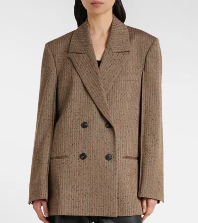 Rohe Róhe Herringbone Wool-blend Blazer In Brown