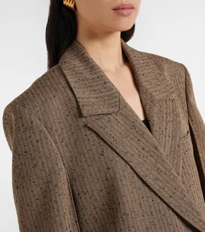 Rohe Róhe Herringbone Wool-blend Blazer In Brown
