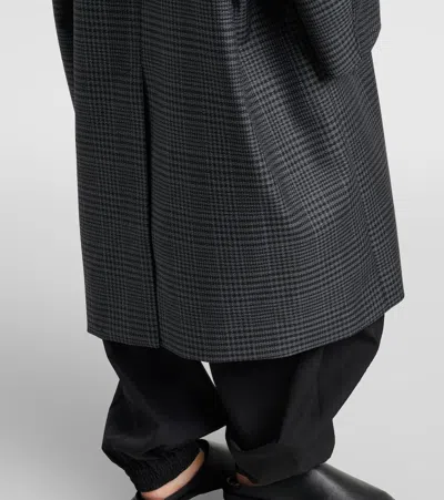 Rohe Suede-trimmed Checked Wool Coat In Gray