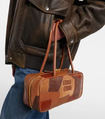 Miu Miu Beau Small Leather Top-handle Bag In Brown