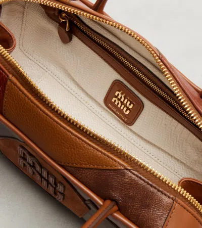 Miu Miu Beau Small Leather Top-handle Bag In Brown