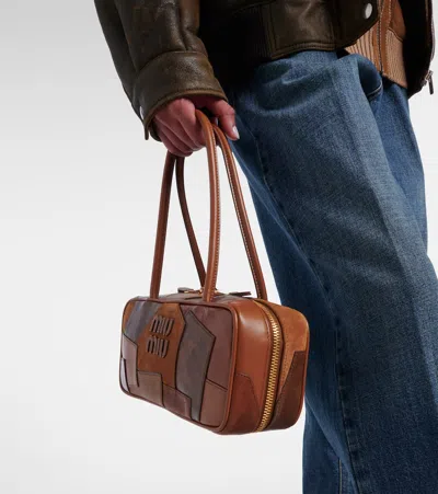 Miu Miu Beau Small Leather Top-handle Bag In Brown