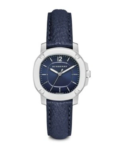 Burberry Britain Stainless Steel & Leather Strap Watch/blue In Na