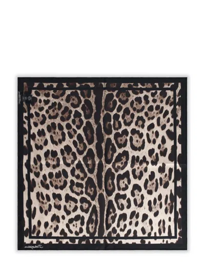 Dolce & Gabbana Leopard-print Silk Scarf Women In Brown