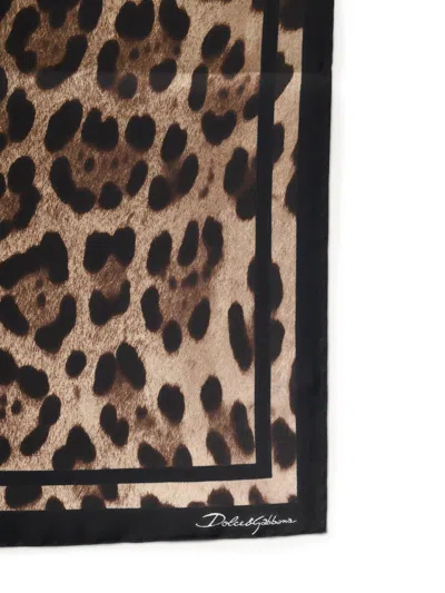 Dolce & Gabbana Leopard-print Silk Scarf Women In Brown