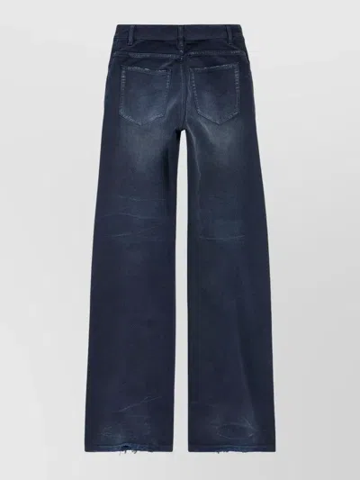 Balenciaga Curved Waist Wide Leg Denim Trousers In Blue