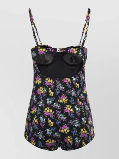 Dolce & Gabbana Small Floral-print Balconette One-piece Swimsuit In Black