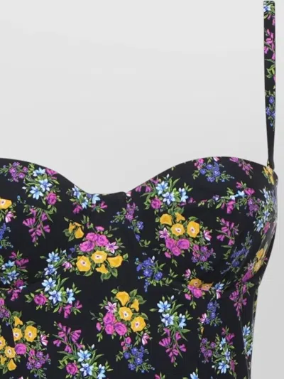 Dolce & Gabbana Small Floral-print Balconette One-piece Swimsuit In Black