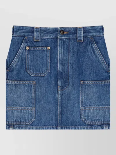 Givenchy Denim Skirt Featuring Belt Loops Pockets Stitching In Blue