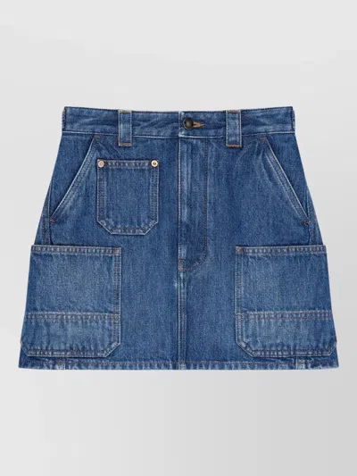 Givenchy Denim Skirt Featuring Belt Loops Pockets Stitching In Blue