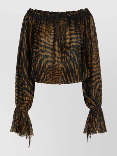 Blumarine Viscose Blouse Off Shoulder Long Sleeves In Multi