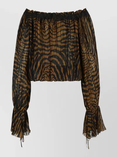 Blumarine Viscose Blouse Off Shoulder Long Sleeves In Multi