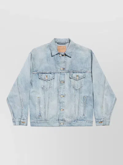 Balenciaga Collared Regular Jacket Long Sleeves Pockets In Gray