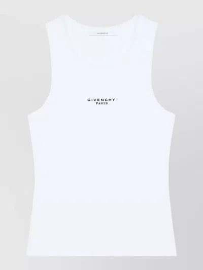 Givenchy White Sleeveless Top With Logo Lettering On The Front In Cotton Stretch Woman In White