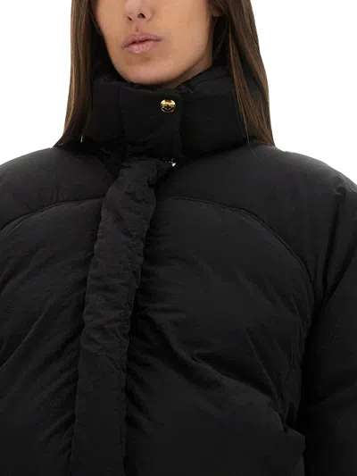 Jacquemus Cropped Black Puffer Jacket With Oversized Sleeves In Multi