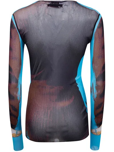 Jean Paul Gaultier Re Edition Tennis Mesh Graphic Top In Blue