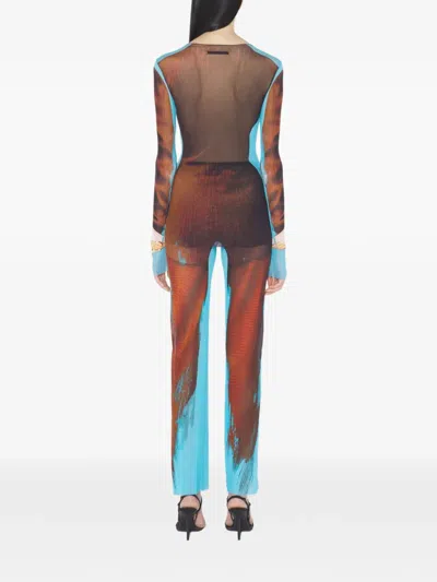 Jean Paul Gaultier Re Edition Tennis Mesh Graphic Top In Blue