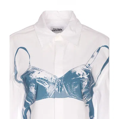 Jean Paul Gaultier Long Sleeve Collared Shirt Graphic Print In White