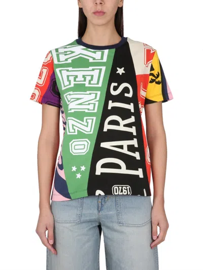 Kenzo Graphic Print Crewneck T-shirt In Multi