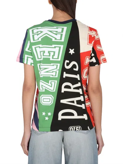 Kenzo Graphic Print Crewneck T-shirt In Multi
