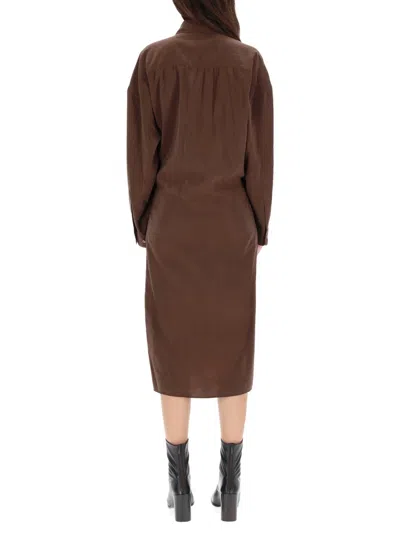 Lemaire "twisted" Midi Dress In Brown