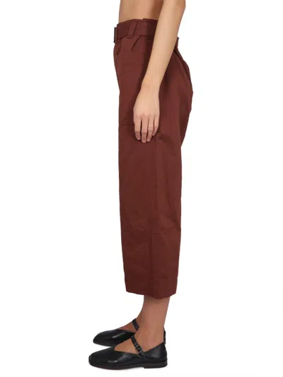 Lemaire Women Cropped Pants In Brown