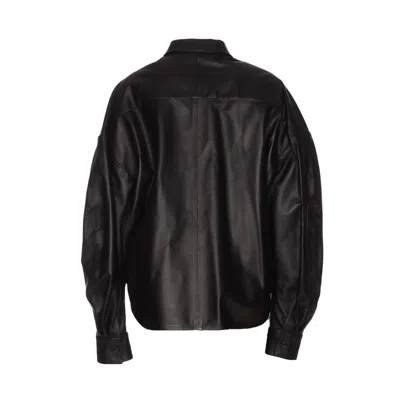 Loewe Women Anagram Lambskin Leather Shirt In Black