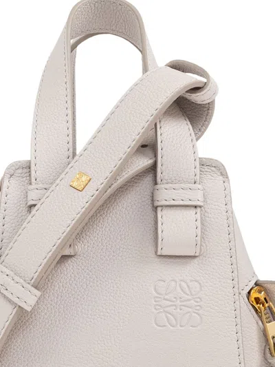 Loewe Women Hammock Compact Leather Handbag In White