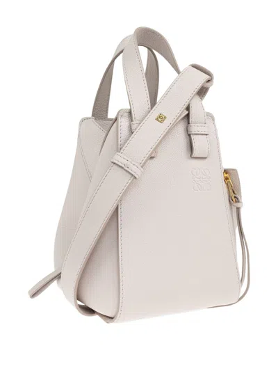 Loewe Women Hammock Compact Leather Handbag In White