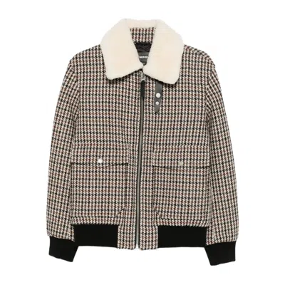 Mackage Wool-blend Houndstooth Rhett-ht Bomber Jacket In White