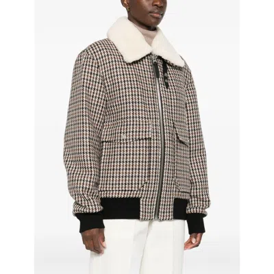 Mackage Wool-blend Houndstooth Rhett-ht Bomber Jacket In White