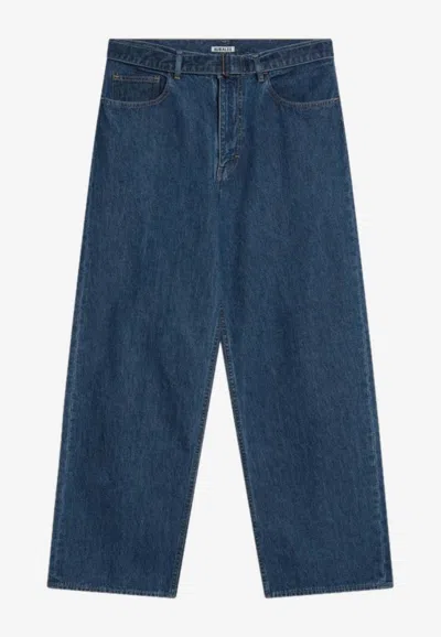 Auralee Belted Straight-leg Jeans In Blue