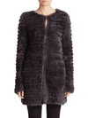 ADRIENNE LANDAU Knit Rabbit Fur Coat
